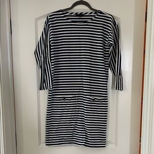 J. Crew Long Sleeve Striped Dress in Navy and White